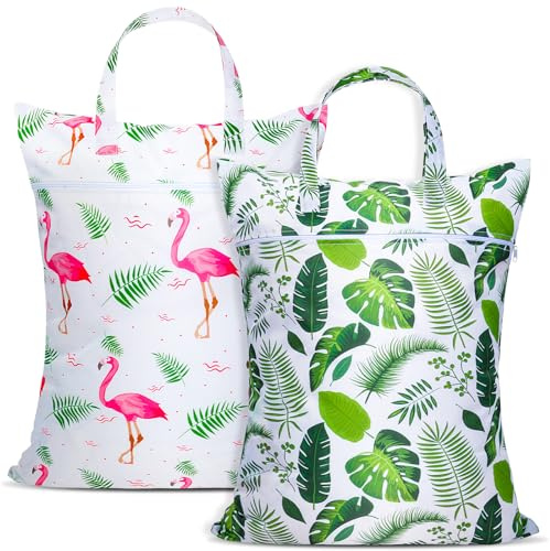 2 Stück Großer Wäschesack Reise,Wetbag Nasstasche, Wäschebeutel mit Griff & Reißverschluss, Waschbar,Schmutzige Kleidertasche für Reisen, Badeanzug, Workout-Tasche für Fitnessstudio, Nasse Kleidung