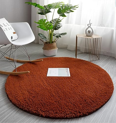 PALVIT Flauschige runde Teppiche, 160 x 160 cm, großer Teppich für Wohnzimmer, Küche, Schlafzimmer, mit rutschfester Unterseite, kleine weiche, zottelige Matte für Eingang, Flur, runde Teppiche