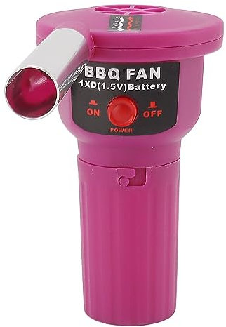 Ventilador portátil para barbacoa, alimentado por pilas, ventilador de mano para barbacoa, ventilador de aire para acampar al aire libre, picnic, parrilla de carbón, barbacoa FD312A, 1,5 V, morado