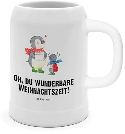 Mr. & Mrs. Panda Steinkrug Smörle Winterzeit - Geschenk, Wintermotiv, Tonkrug, Seidel, Weihnachtsgruß, Bier, Krug, Humpen, Weihnachten Grüße, Weihnachtszeit