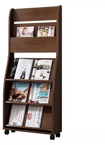 GLigeT Prospektständer Zeitschriftenregal aus Holz, Informationsständer, Bodenpräsentationsständer, Hausplan-Werbeständer, vertikale Zeitungsregale zeitschriftenständer