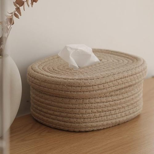 POYHKFD Rattan-Taschentuchbox-Abdeckung, Gesichtstuch-Serviettenspender, Papieraufbewahrungshalter, Dekorativer Gesichtsserviettenhalter, Taschentuchbox-Organizer-Spender für Zuhause, Schlafzimmer, Es