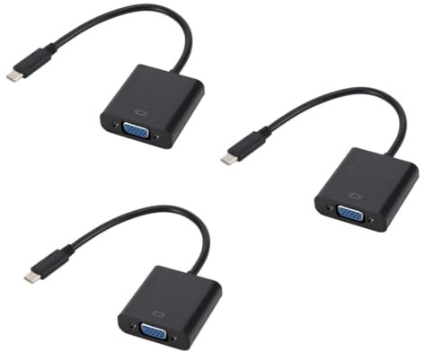 Uonlytech 3pezzi Cavo Adattatore Usb Type-c Vga Femmina Per Tv Proiettori e Monitor Colore Nero Connessione Stabile e Facile Utilizzo