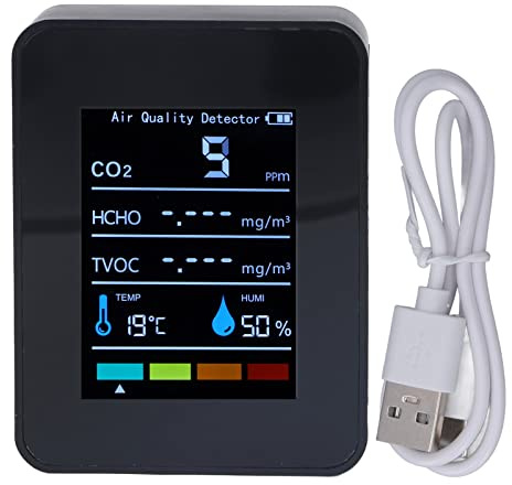 CO2 Measuring Device, 5 in 1 Air Quality Measurement Device, Air Quality Tester, CO2 Detector, Temperature, Humidity,