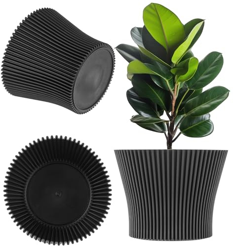 KADAX Kleiner Blumentopf aus Kunststoff, Pflanztopf für Sukkulenten und Kräuter, Moderner Übertopf für Innen- und Außenbereich (Schwarz, 11.5 cm)