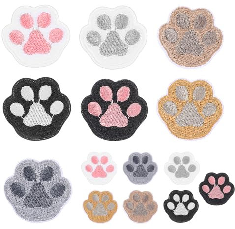 14 Stück Stoff Zum Aufbügeln Selbstklebender Aufnäher Mit Pfotenabdruck Hundepfote Schwarz Weiß Bügelflicken Hundepfoten Pfote Hund Aufnäher Bügelbild Patch Für Kinderkleidung Rucksäcke Weihnachten