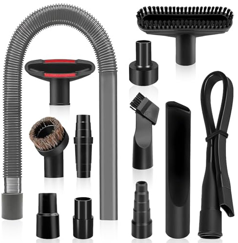 12-Piece 1 1/4 Inch (32mm) Vacuum Attachments Cleaning Kit With Dryer Lint Vac Attachment/Round Vacuum Brush/Flexible Crevice Tool