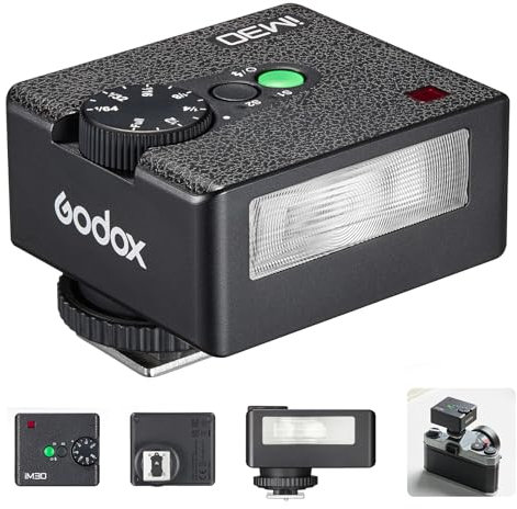 Godox iM30 Flash iFlash iM30 Camera Flash, GN15, 7 Power Levels, 230 Full Power Flashes, S1/S2 Optical Control, iM30 Mini Flash Light Compatible with Canon Fuji Nikon Panasonic Olympus Sony
