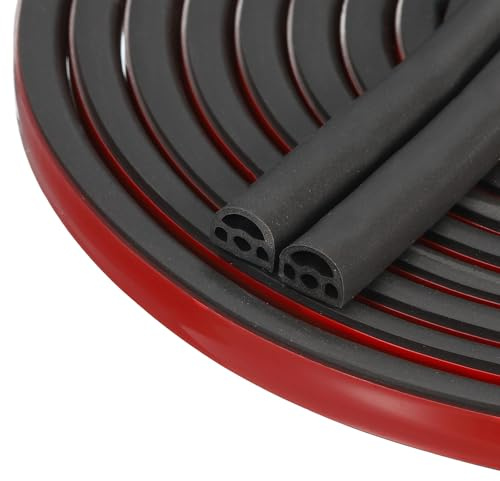 sourcing map Weather Stripping Door Seal Strip, 20 ft Silicone D Shape Door Seal Strip Self-Adhesive Weather Strip Soundproofing Seal Strip for Door Frame Window, 0.35 x 0.24, Black