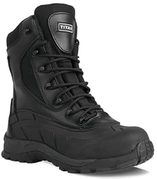 Titan Safety Footwear Driflex S3 - Stivali da combattimento leggeri da uomo, in pelle, con supporto alla caviglia, tattici militari, per polizia, lavoro, impermeabili, resistenti, colore nero, Nero ,