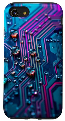 Carte mère avec gouttes d'eau dans des couleurs étonnantes Coque pour iPhone SE (2020) / 7 / 8