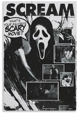PANTTING Scream Horror-Film-Poster, ästhetischer Leinwand-Kunstdruck, Heimdekoration für Schlafzimmer, Wohnzimmer, 30 x 45 cm, ungerahmter Stil