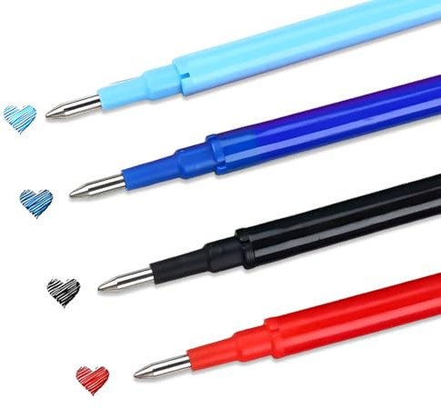 DWFEYOI 16 Piezas Recambios Boligrafos Borrables, para Bolígrafos Legami, Recambios Borrables Canetas de Colores, Punta de 0,7 mm, Altura 13 cm, Tinta Térmica, 4 Colores
