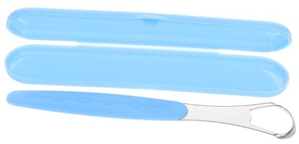 Ipetboom Raschietto per Lingua in Acciaio Inox Strumento Portatile per Uso Orale Rimuove Patina Linguale per Viaggi e Pulizia Quotidiana