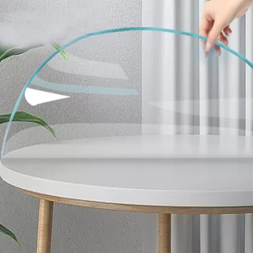 AUJLKJOUV Copritavola Rotondo Trasparente 1,5 mm PVC Resistente per Interni/Esterni Impermeabile,Antigraffio e Facile da Pulire Pellicola per Tovaglia per Tavolo