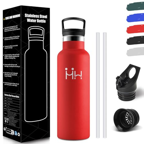 HoneyHolly Borraccia Termica Bambini 500ML, Senza BPA, Bottiglia Termica, Acciaio Inossidabile 18/8, Borraccia Con Cannuccia, A Prova Di Perdite, Borracce Per Scuola, Sport, Ufficio