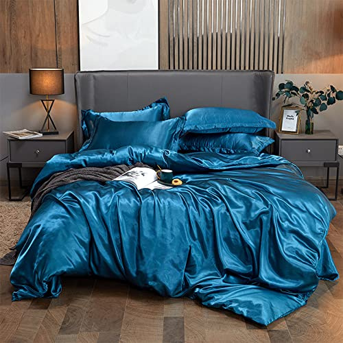 Set di Biancheria da Letto Matrimoniale in Seta, Set Completo di Biancheria da Letto in Seta Satinata, Lenzuolo Copripiumino 2 Federe, Set di Biancheria da Letto in Seta, Copripiumino di Fa