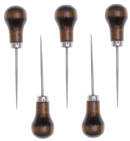 OSALADI 5pezzi Punteruolo da Cucito in Legno Strumenti per Riparare La Pelle Punteruoli per Graffiare La Pelle Punteruolo di Legno Strumenti per Cucire Artigianato della