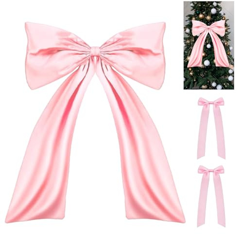 BUERPINKING Geschenkschleife Groß, 58 x 100 cm Große Schleife Geschenk, Exquisit Schleife Deko, Satinschleifen Grosse für Partydekoration, Weihnachtsschleife, Hochzeit, Heimdekoration (Rosa)