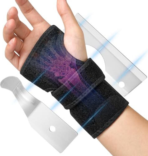 Beugo Orthese Poignet, Attelle Poignet Réglable avec 2 Éclisses Métalliques, Protege Poignets pour Tendinite, Arthrite et Entorses, Droit