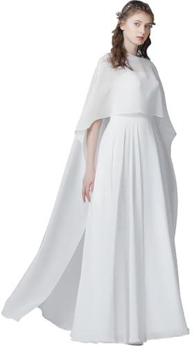 Mantella da donna in chiffon trasparente da 59 pollici, elegante scialle da sposa per matrimoni ed eventi serali, scialle poncho, decorazioni per la casa bianche