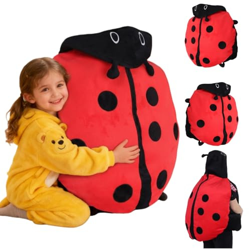 TARSHYRY Wearable Ladybug Pillow, Wearable Lady Bird Plush, Plush Toy PP Cotton Stuffed Animal Dress Up Cushion Costume with Super Soft Short for Teens Adults Home Decor Red (60CM)