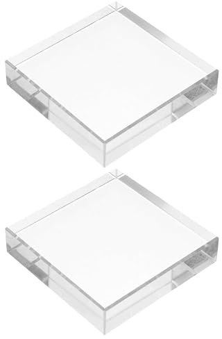 Homoyoyo 2pcs Rectangular Glass Paperweights 80x80x19mm Heavy Desktop Calligraphy and Office Desk Paperweight Statues for Home, Craft Projects, and Sewing Accessories