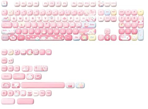AFteweACN Keycaps Yellow Doodle MOG Dye Sub PBT 138 Piece Custom Cute MOG Profile Compatible With Mechanical Gaming Keyboards(Ice Cream)