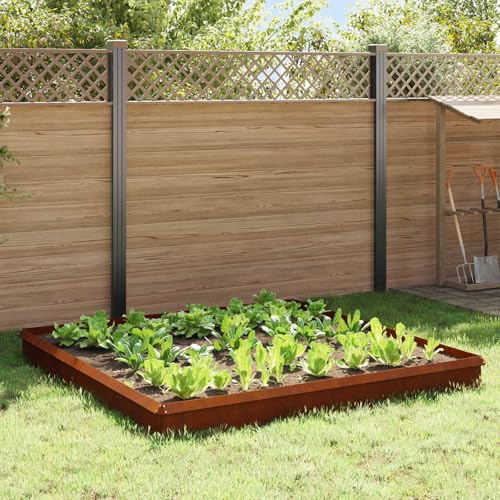 Rostiger Schneckenzaun aus Wetterfeststahl, 12-teiliges Set für Garten und Rasen, Metall-Gartenbegrenzung für Blumenbeet, langlebig und wetterfest, 100x25cm