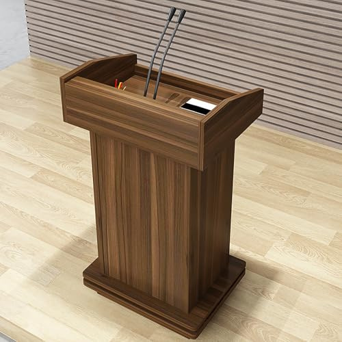 Lecternstativ i trä med förvaring, elegant design för skolor, kyrkor, seminarier och restauranger, robust träpulpit för presentationer och evenemang