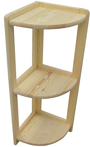 89 x 30 x 30 cm 3 Böden Eck Holzregal mit runden Kanten Eckregal Lagerregal Kellerregal aus Holz Allzweckregal Regal Bücherregal Küchenregal Unbehandelt Büroregal Standregal