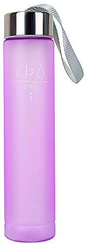 Sports Water Bottle BPA Free Plastic Wide Mouth Slim Frosted Cup with Leak-proof Lid for Running Gym Yoga Outdoors 280ml
