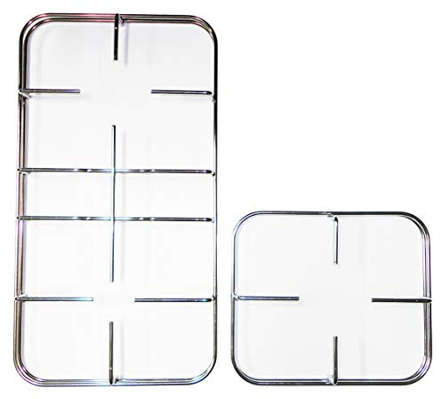 Nardi Kit 2 griglie in filo cromato colore inox 454 x 245 mm. 210 x 245 mm. altezza 40 mm. per cucina piano cottura 3 fuochi a gas con piastra elettrica - F3606/KIT
