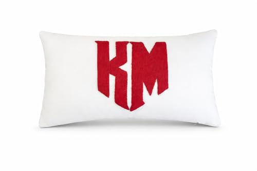 mia'spillow lab Custom Monogram Pillow – Personalized Name Initials Cushion – Handmade Punch Needle Embroidery – Soft Cotton Cover – Decorative Throw Pillow – Wedding Multiple Sizes & Colors