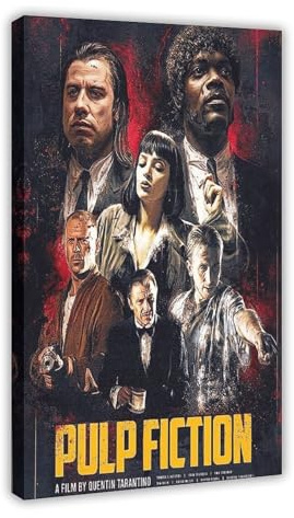 AMATWI Pulp Fiction Filmposter auf Leinwand, Wandkunst, Dekordruck, Bild Gemälde für Wohnzimmer, Schlafzimmer, Dekoration, Rahmen-Stil, 60 x 90 cm