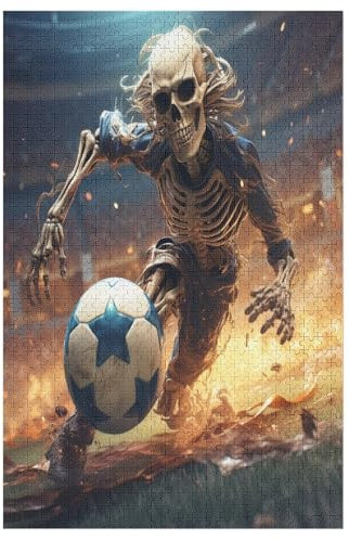 AAPZY Totenkopf Football Holzpuzzle 1000 Teile, Puzzle für Erwachsene, Geschicklichkeitsspiel für die ganze Familie, Home Dekoration, Puzzle für Kinder, 78x53 cm