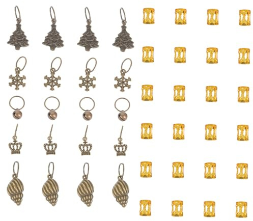 NULYLU Haarschmuck aus Kupfer für Dreadlocks Verstellbare Haarringe für Geburtstag und Kostümparty mit Verschiedenen Designs