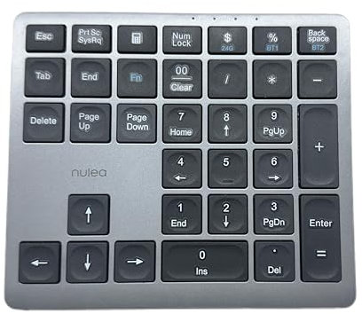 Clavier numérique portable sans fil Bluetooth 5.0 Nulea, rechargeable par USB-C, clavier Bluetooth 34 touches pour la saisie de données, compatible avec ordinateur portable, Mac, iMac, tablette, PC de