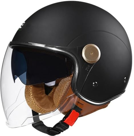Casque Ouvert Moto 3/4 CNNGU, Noir, Demi-Casque Moto Modulable Style Rétro Vintage, Approuvé Dot/ECE, Compatible avec Motocyclette