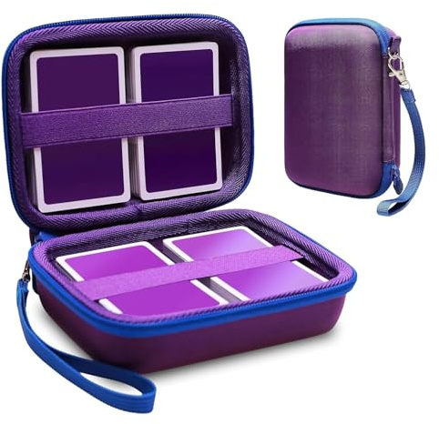 Veftsvy Étui Rigide pour Cartes UNO – Boîte de Rangement Compatible avec 400 Cartes, Sac de Transport pour Cartes à Jouer – Idéal pour Collectionneurs et Déplacements (Violet)