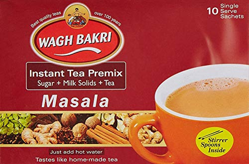 Wagh Bakri Masala Tea Premix 3 in 1 (140g x 2) | Instant Indian Chai with Milk, Sugar & Spices | Authentic Spiced Tea | Ready in Seconds | 3in1 Premix