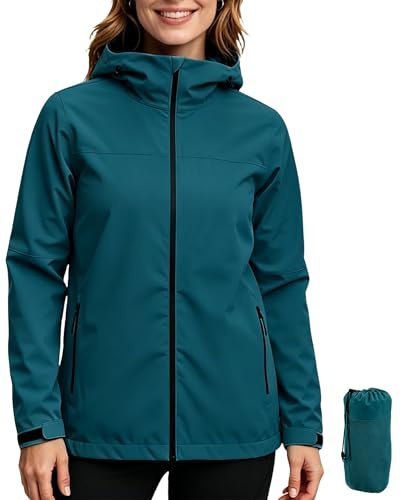 ACCNUO Veste Imperméable Femme Coupe Vent Femme Impermeable Veste de pluie avec capuche pour le cyclisme, la randonnée et l'escalade