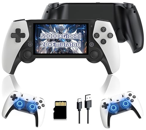M25 Console di gioco portatile retrò,50000+ giochi,20+ emulatori,console di gioco con doppio controller wireless 2.4G,sistema EmuELEC,console di portatile con schermo LCD HD da 4,3 pollici (256G)