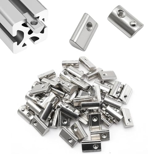 LINTRA 50 Stück Nutensteine M5 Nut 10 T mit Kugel, 45-Serie M5 Nutensteine, Aluprofil, Kohlenstoffstahl Gleitmutter mit Federkugel, für Alu C Profil 3D Drucker CNC Europanorm