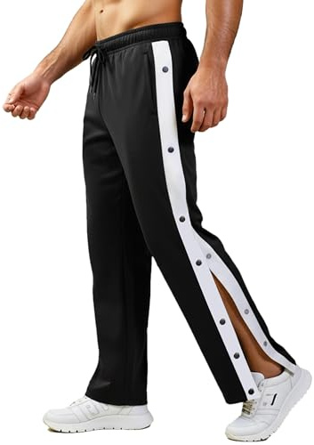 Neteson Pantalon de Jogging pour Homme Pantalon de rééducation Ouverture Latérale Pantalon de Survêtement avec Boutons Pression Baggy Pantalons de Sport Postopératoire Fitness Jogging