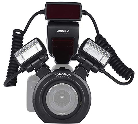 YONGNUO YN24EX E-TTL Macro Flash Speedlite 5600K with 2pcs Flash Heads and 4pcs Adapter Rings Compatible with Canon EOS 1Dx 5D3 6D 7D 70D 80D Cameras