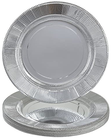Disposable Round Rippled Rim Charger Plates - 10 PC - Silver