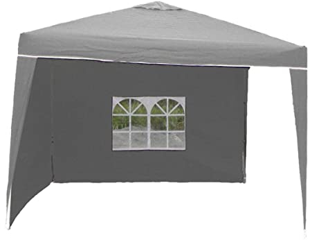 Linder Seitenteile Pavillon 2Stück 3x2m wasserabweisend 1xFenster Gartenzelt Polyester, Farbe:grau