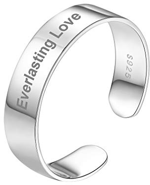 PROSILVER 925 Silber Ring für Damen 5mm 10mm 15mm Silber Offener Fingerring Anpassbar hochglanzpoliert/gebürstet Bandring verstellbar Minimalister Schmuck Accessorie