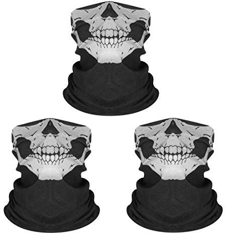 Kim Johanson Maske | Mundschutz | Staubschutz | Multifunktionstuch | Schlauchtuch | Sturmmaske | Bandana | Totenkopf Halstuch - Waschbar - VERSAND AUS DEUTSCHLAND (Schwarz - 3 Stück)